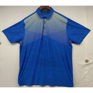 Under Armour Mens Polo Shirt XL Blue Playoff Heat Gear Geo‎ Stripes Wick Stretch